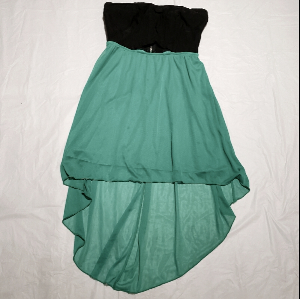 Speechless dress strapless green black